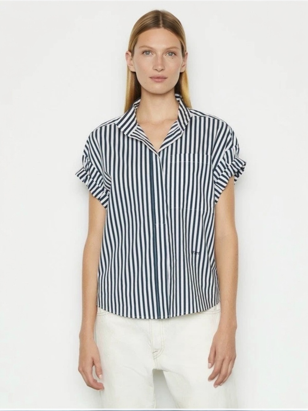 FRAME DENIM Sheila Namu Striped Cotton Shirt Size Small